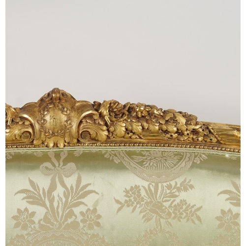 217 - 19TH-CENTURY LOUIS XVI GILT FRAMED SETTEE