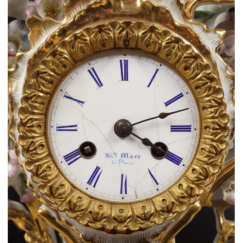 220 - 18TH-CENTURY LOUIS XV PORCELAIN CASED MANTEL CLOCK