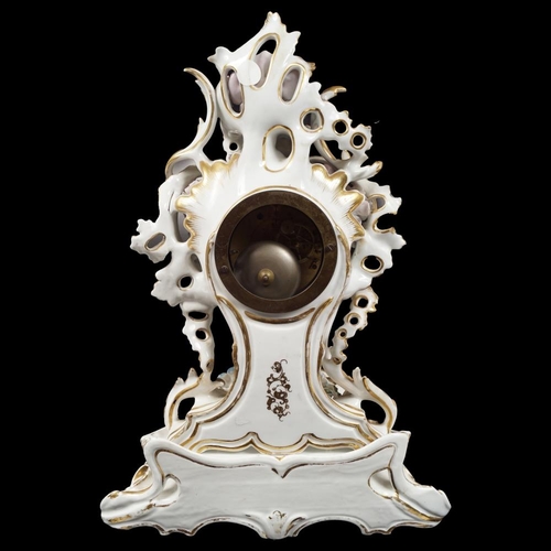 220 - 18TH-CENTURY LOUIS XV PORCELAIN CASED MANTEL CLOCK