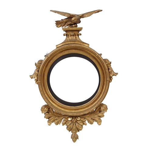 222 - REGENCY GILT FRAMED CONVEX MIRROR