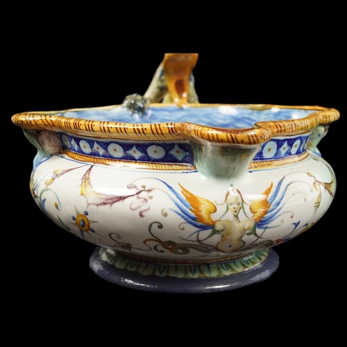 25 - 19TH-CENTURY ITALIAN FAIENCE SAUCE BOAT