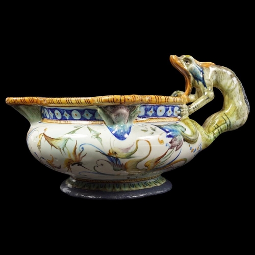 25 - 19TH-CENTURY ITALIAN FAIENCE SAUCE BOAT