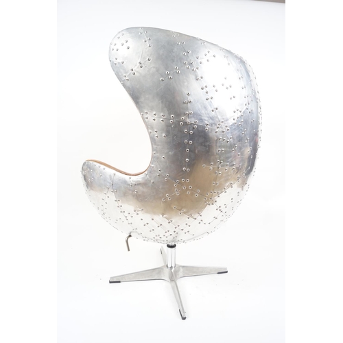 45 - AVIATION STYLE CHROME & HIDE DESK CHAIR