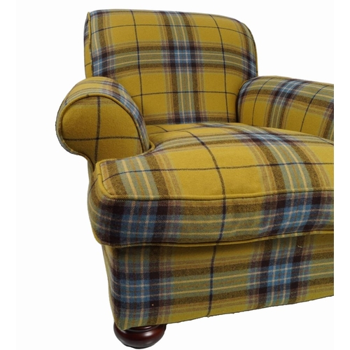 46 - DESIGNER TARTAN UPHOLSTERED ARMCHAIR