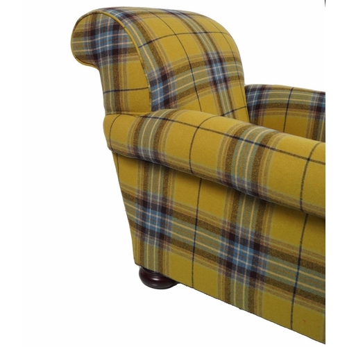 46 - DESIGNER TARTAN UPHOLSTERED ARMCHAIR