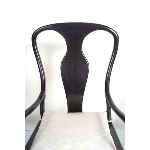 6 - 6 CHINESE EXPORT EBONISED HARDWOOD CHAIRS