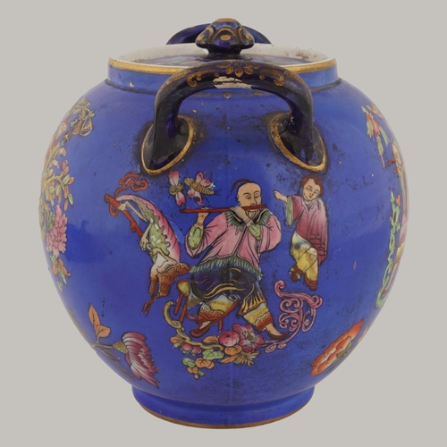 601 - VICTORIAN JAPANNED JAR AND COVER