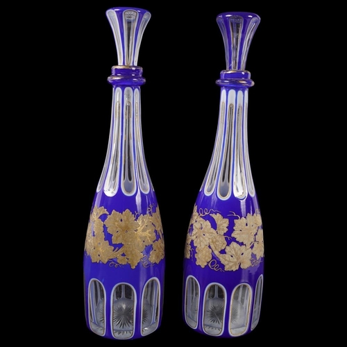 608 - PAIR 19TH-CENTURY BOHEMIAN GLASS DECANTERS