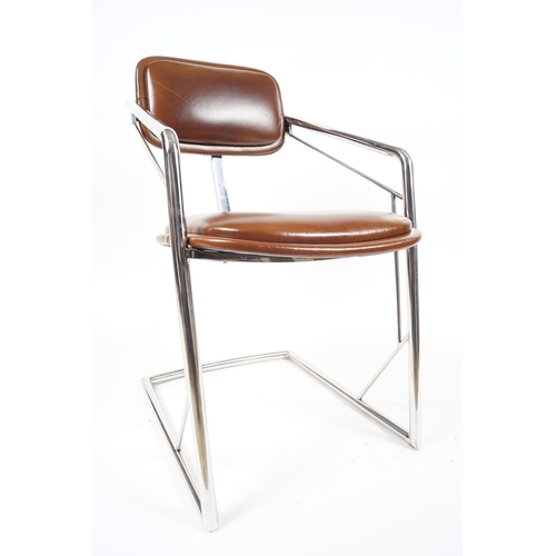 609 - DESIGNER LEATHER & CHROME DESK CHAIR