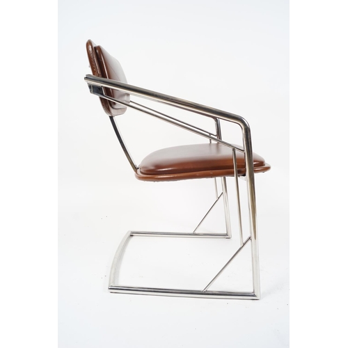 609 - DESIGNER LEATHER & CHROME DESK CHAIR