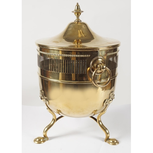 615 - EDWARDIAN NEO-CLASSICAL BRASS LOG URN