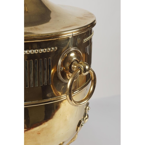 615 - EDWARDIAN NEO-CLASSICAL BRASS LOG URN