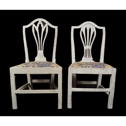 621 - PAIR GEORGE III PAINTED HEPPLEWHITE CHAIRS