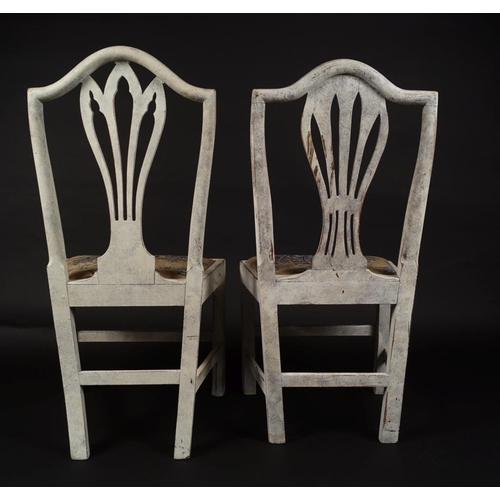 621 - PAIR GEORGE III PAINTED HEPPLEWHITE CHAIRS