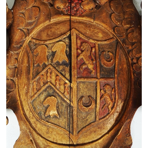 71 - 18TH-CENTURY CARVED WOOD ARMORIAL PLAQUE