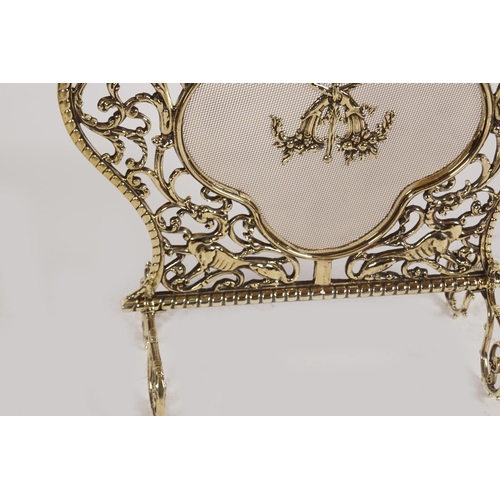 79 - 19TH-CENTURY ARMORIAL BRASS FIRE SCREEN