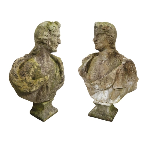 87 - PAIR BACCHANALIAN COMPOSITE STONE BUSTS