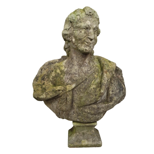 87 - PAIR BACCHANALIAN COMPOSITE STONE BUSTS