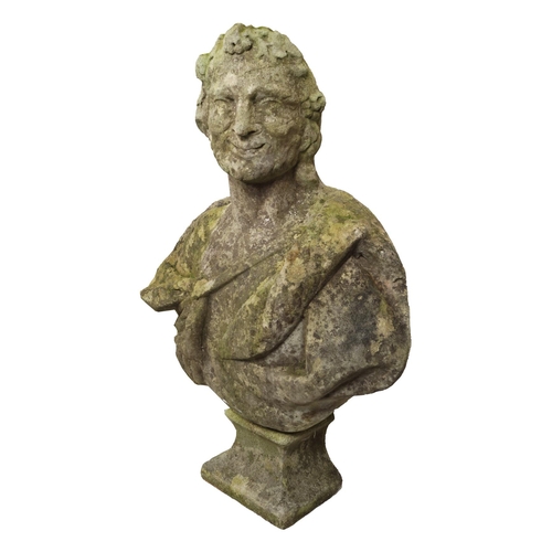 87 - PAIR BACCHANALIAN COMPOSITE STONE BUSTS