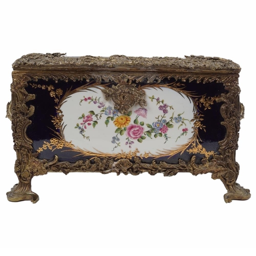 9 - LARGE SEVRES STYLE PORCELAIN JEWELLERY CASKET