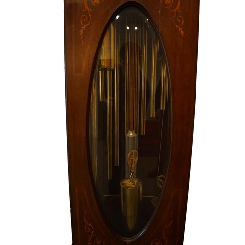 91 - EDWARDIAN MAHOGANY & INLAID CHIMING LONGCASE CLOCK