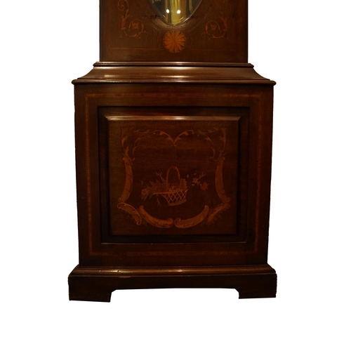 91 - EDWARDIAN MAHOGANY & INLAID CHIMING LONGCASE CLOCK