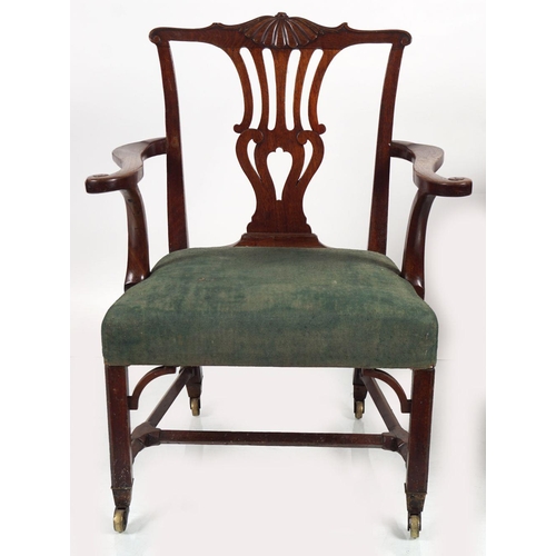 1 - 18TH-CENTURY IRISH CHIPPENDALE ELBOW CHAIR