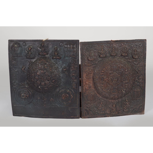 15 - TWO 19TH-CENTURY TIBETAN COPPER MANDALA PLAQUES