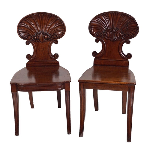 154 - MATCHED PAIR OF WILLIAM IV MAHOGANY HALL CHAIRS