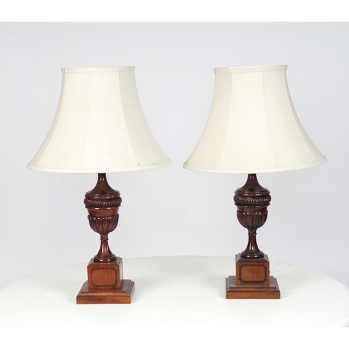 155 - PAIR EDWARDIAN MAHOGANY TABLE LAMPS