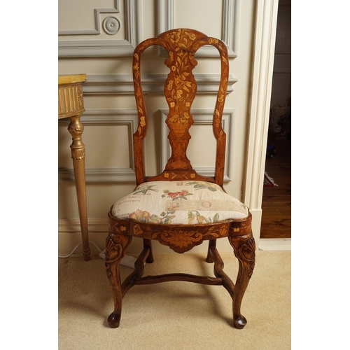 157 - PAIR OF DUTCH MARQUETRY ARMORIAL CHAIRS