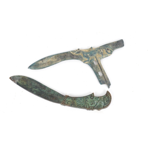 165 - 2 CHINESE ARCHAISTIC BRONZE DAGGERS