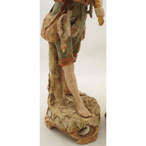 204 - PAIR 19TH-CENTURY PARCEL-GILT PORCELAIN FIGURES