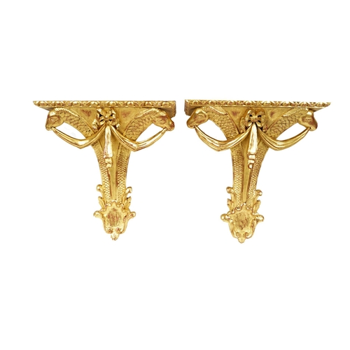 22 - PAIR OF CARVED GILTWOOD WALL MOUNTED BRACKETS