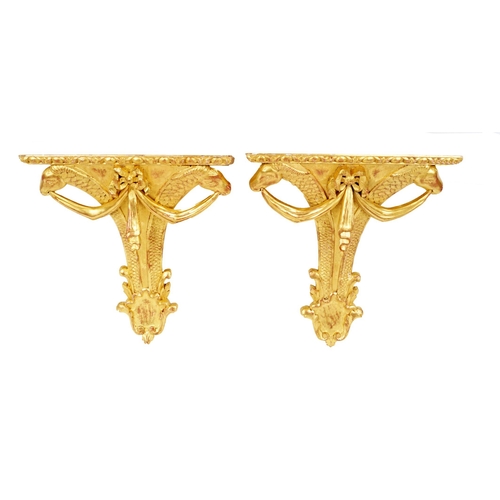 22 - PAIR OF CARVED GILTWOOD WALL MOUNTED BRACKETS