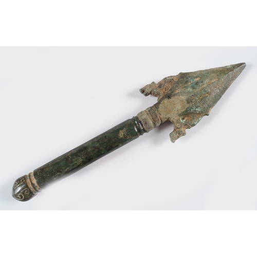 222 - CHINESE ARCHAIC CEREMONIAL BRONZE SPEAR