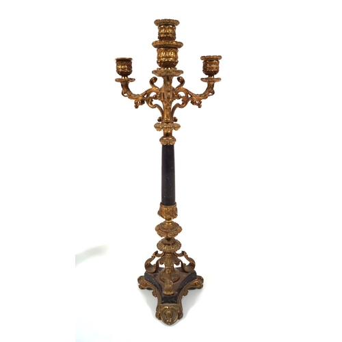 24 - PAIR 19TH-CENTURY PARCEL-GILT CANDELABRAS