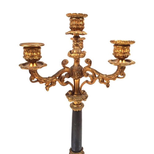 24 - PAIR 19TH-CENTURY PARCEL-GILT CANDELABRAS