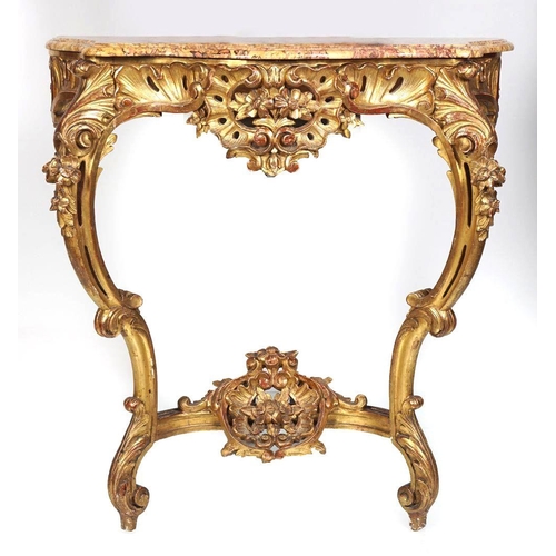 245 - 19TH-CENTURY CARVED GILTWOOD CONSOLE TABLE