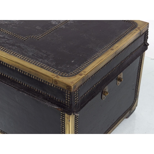 280 - WITHDRAWN 19TH-CENTURY LEATHER AND BRASS BOUND TRUNK