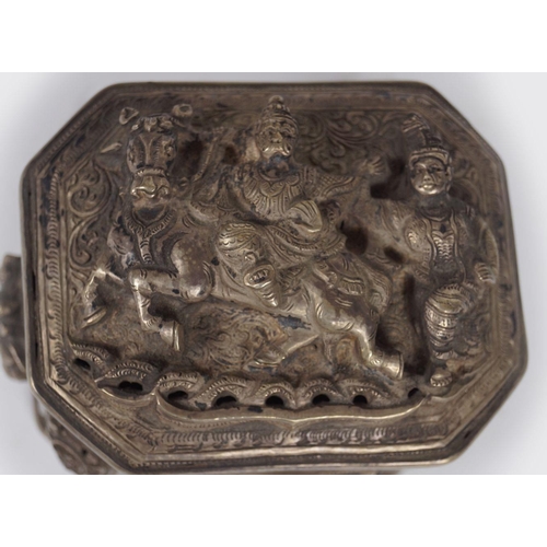 297 - TIBETO-CHINESE SILVER RELIQUARY BOX AND COVER