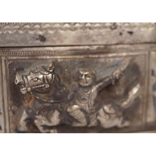 297 - TIBETO-CHINESE SILVER RELIQUARY BOX AND COVER