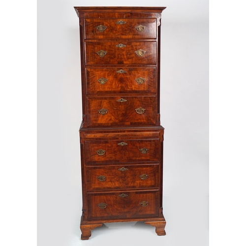 436 - GEORGE III STYLE WALNUT CHEST-ON-CHEST