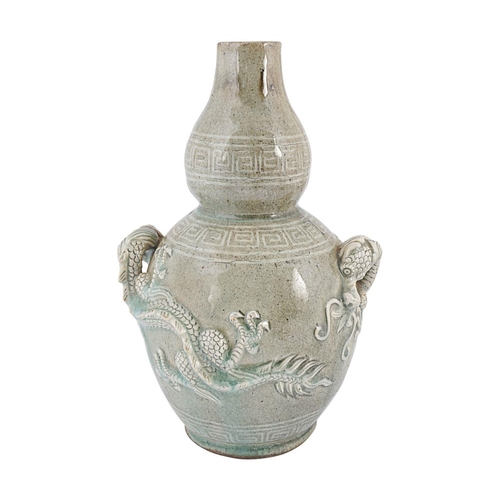 441 - CHINESE QING CELADON DOUBLE GOURD VASE