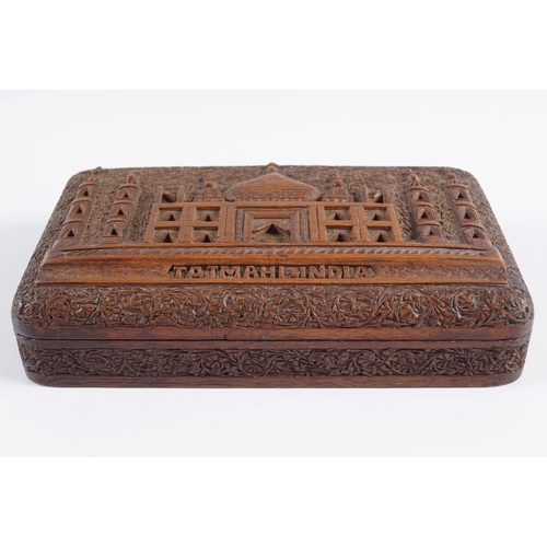 480 - TAJ MAHAL CARVED HARDWOOD JEWELLERY BOX