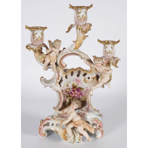 483 - 19TH-CENTURY GERMAN PORCELAIN CANDELABRA