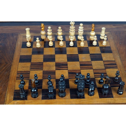 49 - LATE 19TH-CENTURY PARQUETRY CHESS TABLE