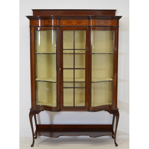 87 - EDWARDIAN MAHOGANY AND INLAID DISPLAY CABINET