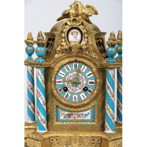 101 - 19TH-CENTURY ORMOLU & SEVRES MANTEL CLOCK