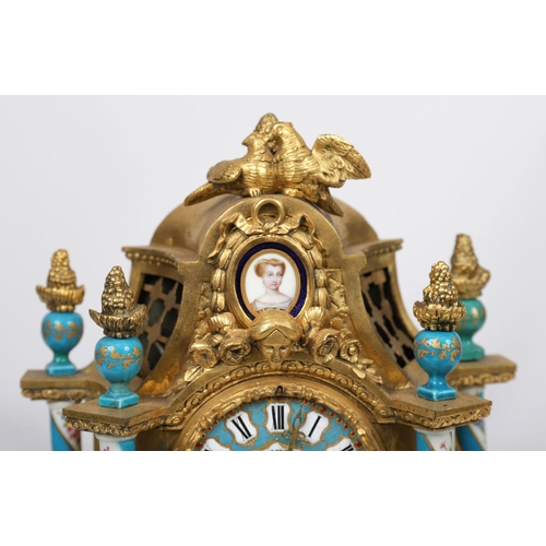 101 - 19TH-CENTURY ORMOLU & SEVRES MANTEL CLOCK